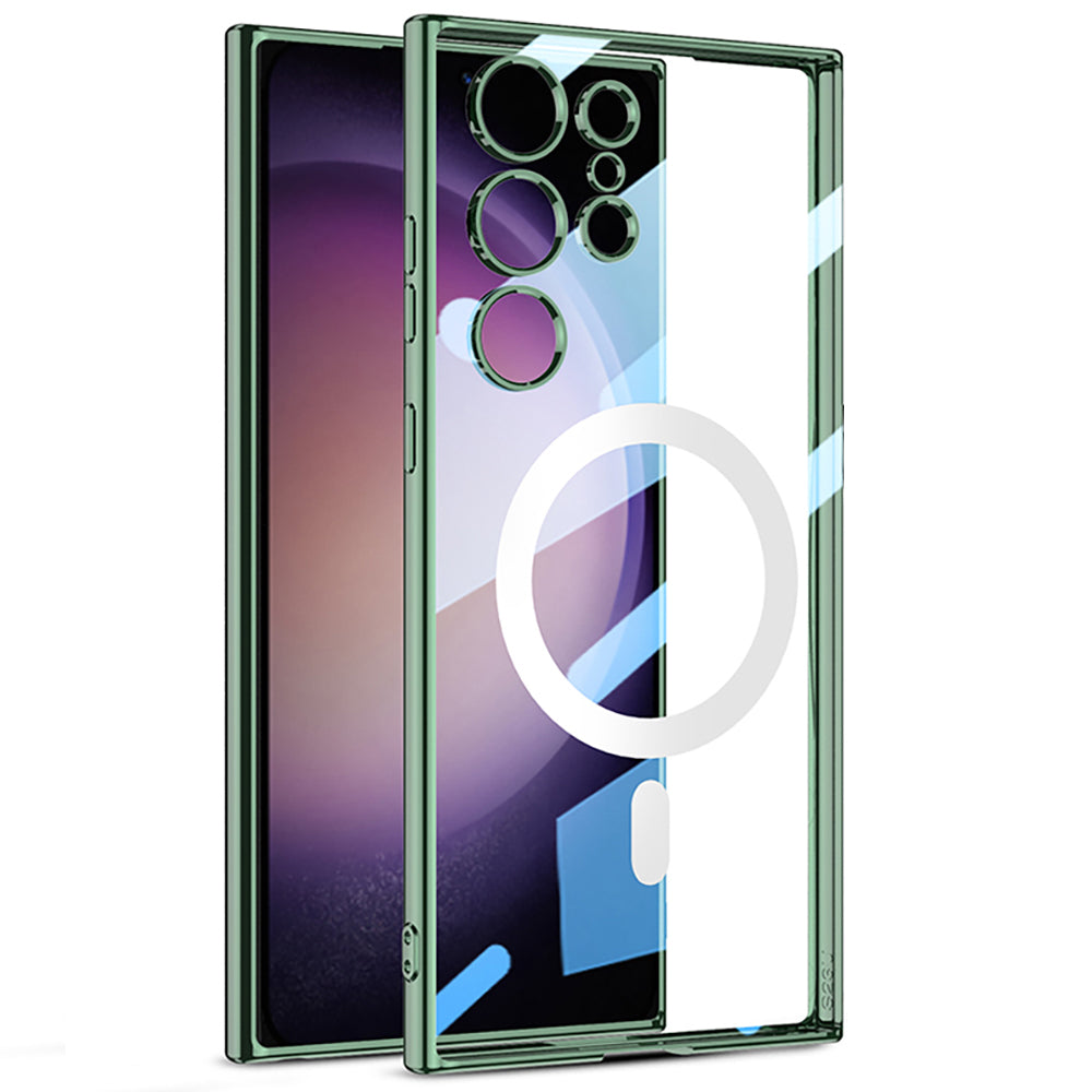 GKK For Samsung Galaxy S23 Ultra Electroplating TPU Case Transparent Magnetic Phone Cover Compatible with MagSafe GKK For Samsung Galaxy S23 Ultra Electroplating TPU Case Transparent Magnetic Phone Cover Compatible with MagSafe